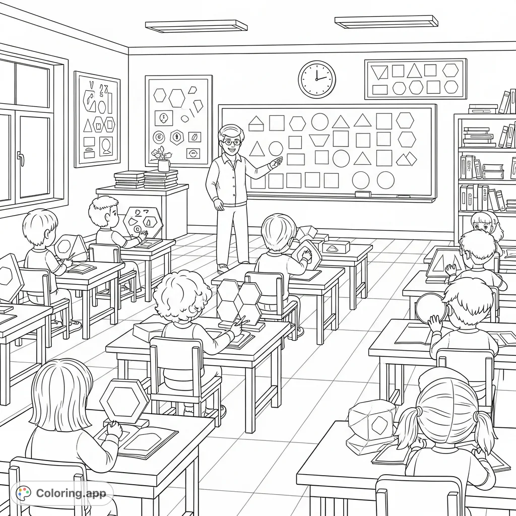Classroom Math Shapes Lesson - Coloring.app