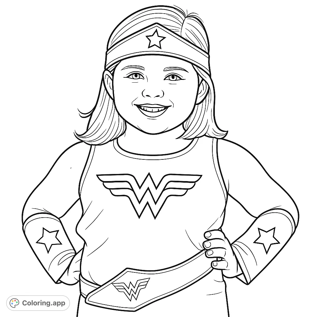 A charming young girl in a heroic costume, striking a confident pose. Perfect for inspiring dreams of strength and adventure!