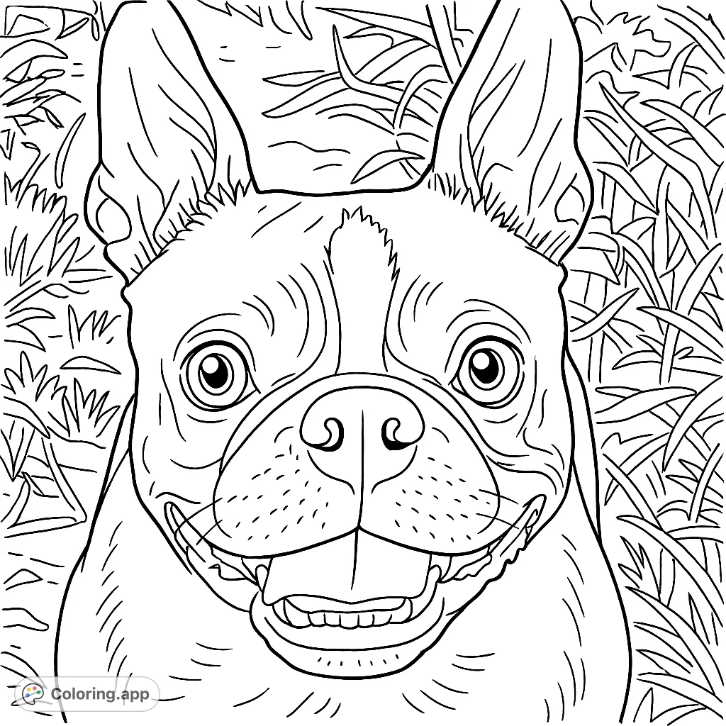 Capture the joyful spirit of a Boston Terrier with this charming close-up. Perfect for dog lovers, featuring a happy, panting expression and distinct fur patterns.