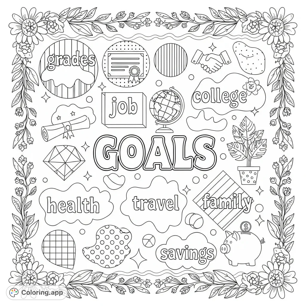 My Goals Vision Board - Coloring.app