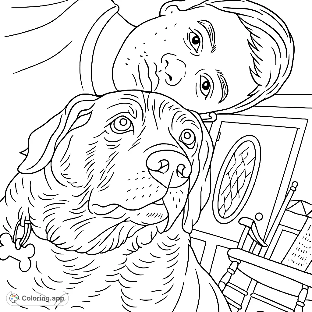 Capture a heartwarming moment of a young individual and their loyal dog. This close-up portrait showcases their bond, perfect for animal lovers.