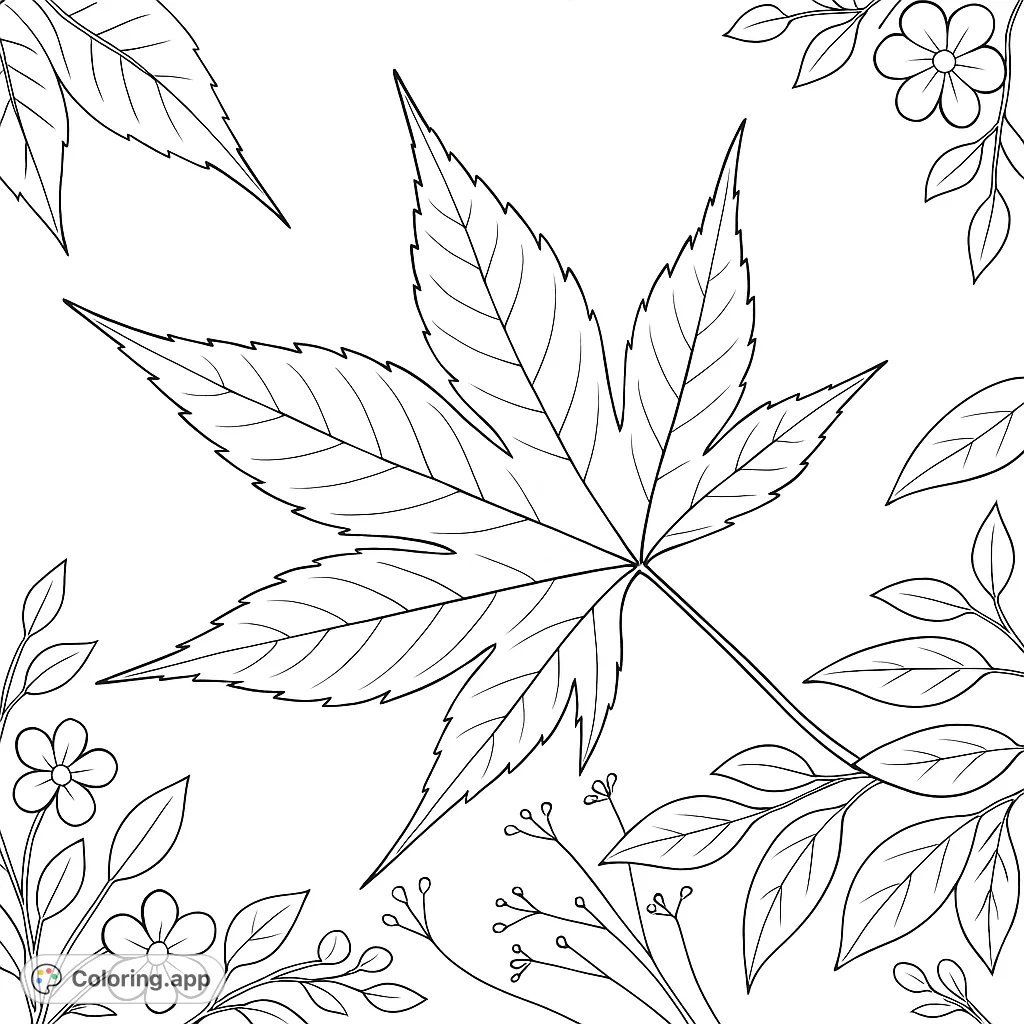 Discover the delicate beauty of a maple leaf with this realistic coloring page. Intricate veins and natural forms await your creative touch for a stunning result.
