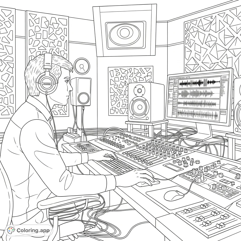 Sound System Coloring Studio Sound Engineer - Coloring.app