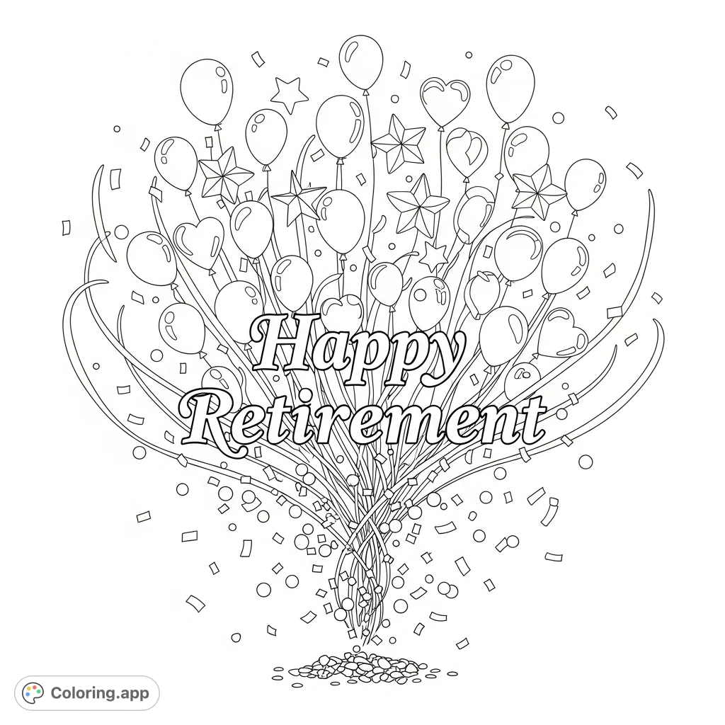 Happy Retirement Celebration Design - Coloring.app