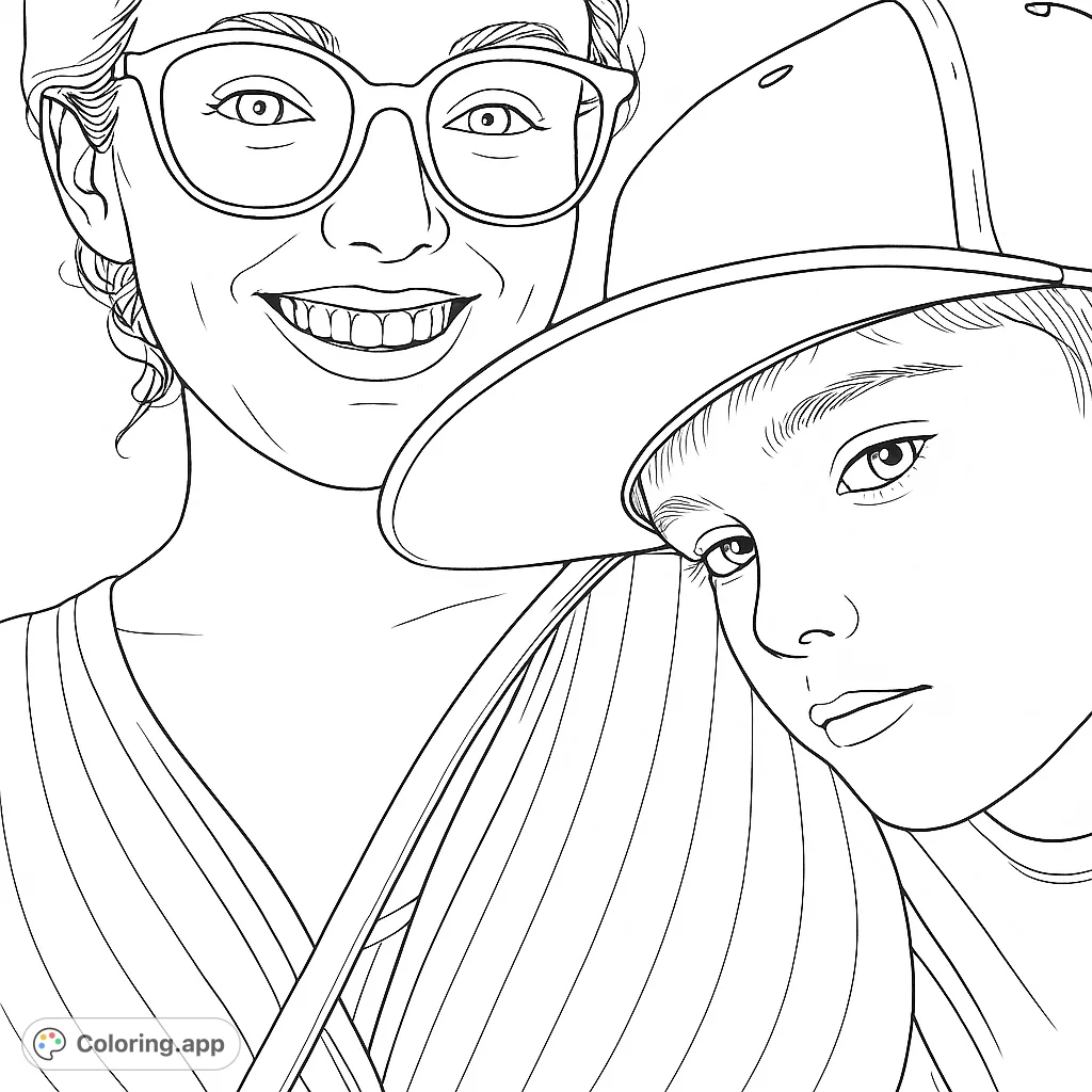 Capture the tender bond of a mother and child in this heartwarming portrait. Features a smiling woman and a child wearing a baseball cap.