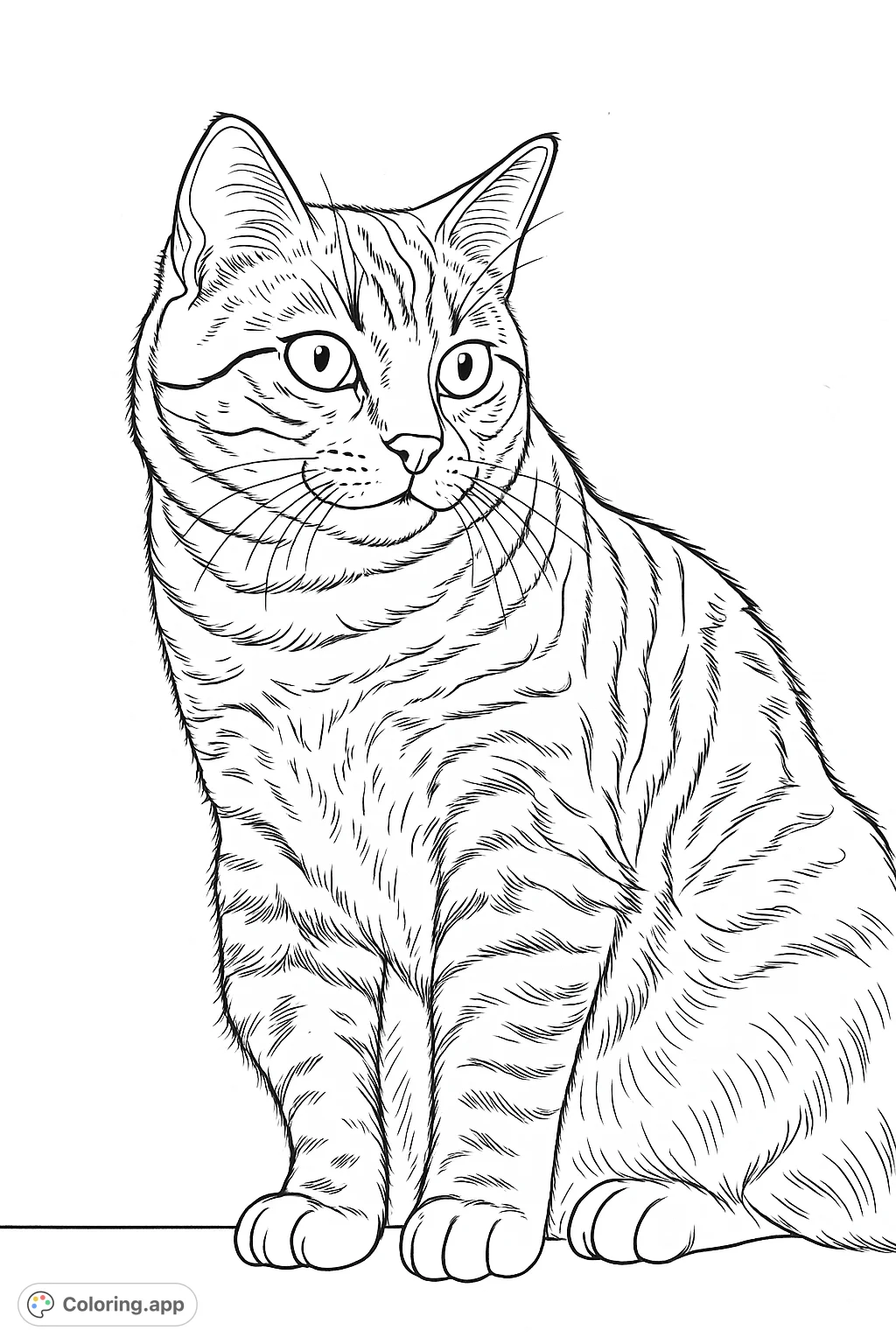 Capture the inquisitive charm of a tabby cat with wide-open eyes and intricate fur patterns. A delightful feline friend ready for your artistic touch.