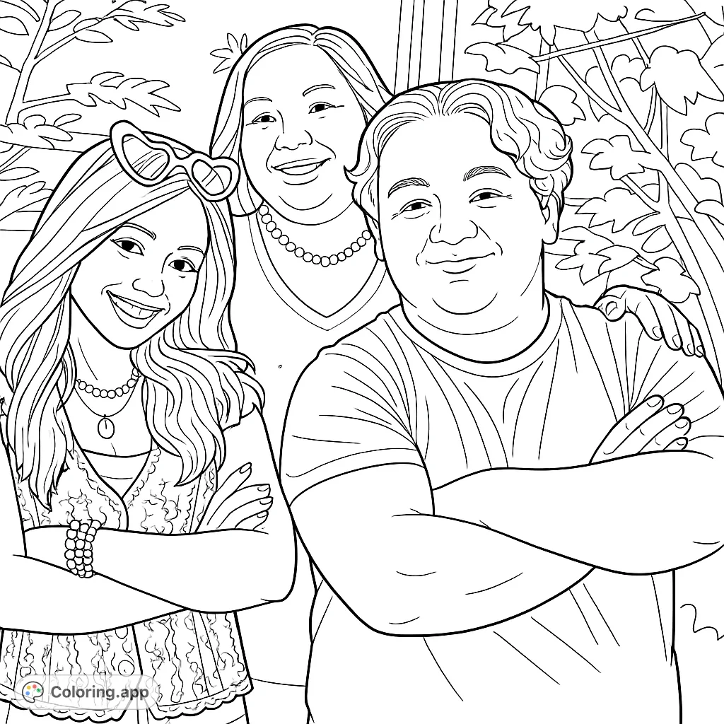 Capture the warmth of family with this portrait of three smiling individuals. Perfect for celebrating connections and artistic expression.