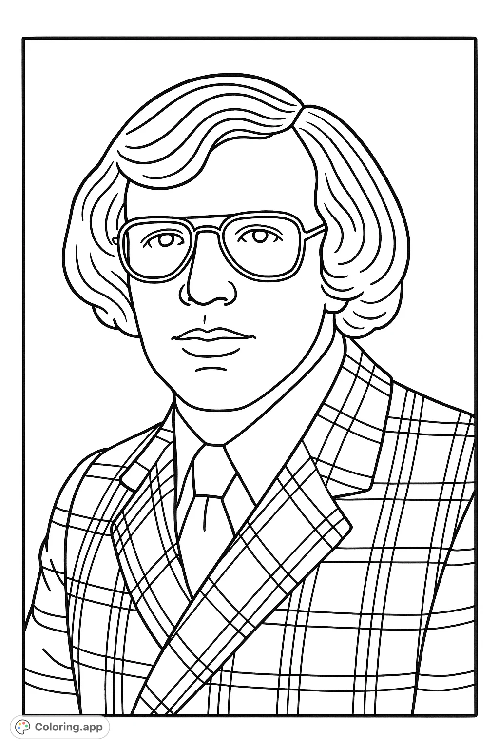 A timeless portrait of a man wearing aviator glasses and a patterned jacket. Simple and classic, perfect for exploring personal style.