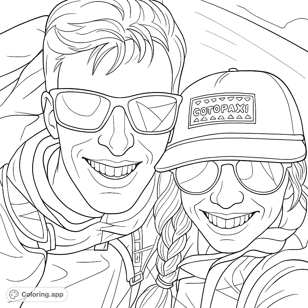 Capture the joy of adventure with this smiling couple on a snowy mountain. Perfect for outdoor enthusiasts and those who love high-altitude exploration.