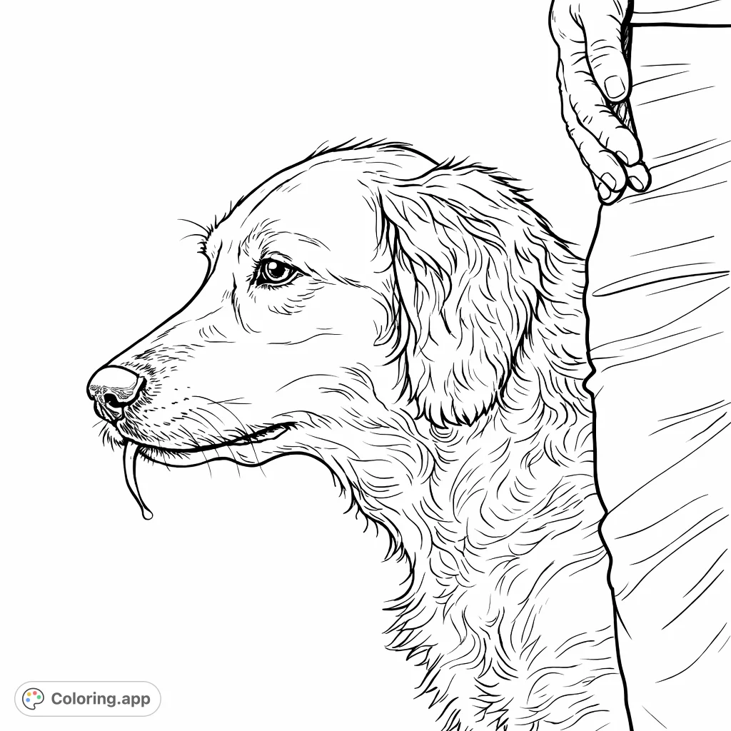 A heartwarming profile of a dog with a human companion, perfect for animal lovers. Capture the essence of loyalty and friendship with your colors.