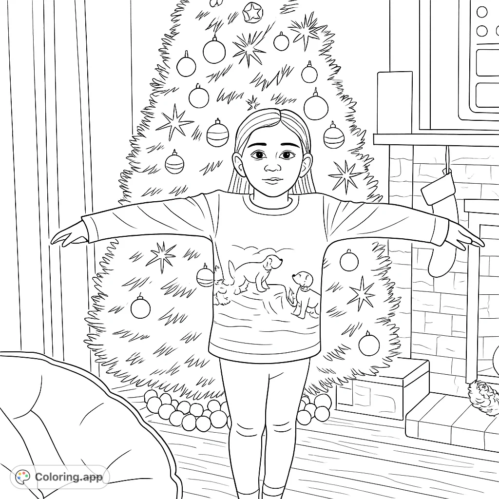 Capture the joy of the holidays with a child posing in front of a beautifully decorated tree, complete with festive ornaments and lights. A heartwarming winter scene.