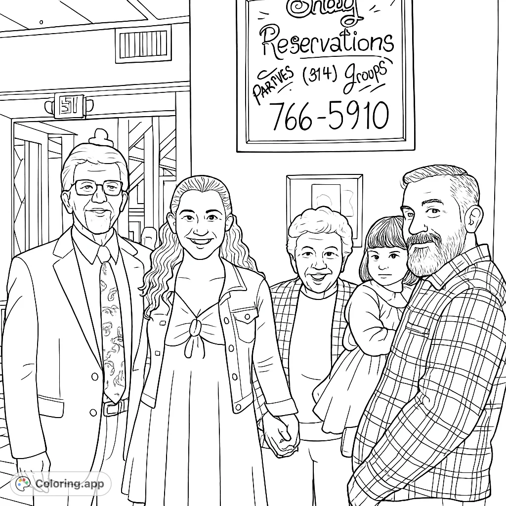 A heartwarming family portrait featuring five individuals across generations, smiling together in an indoor setting. Perfect for celebrating family bonds.