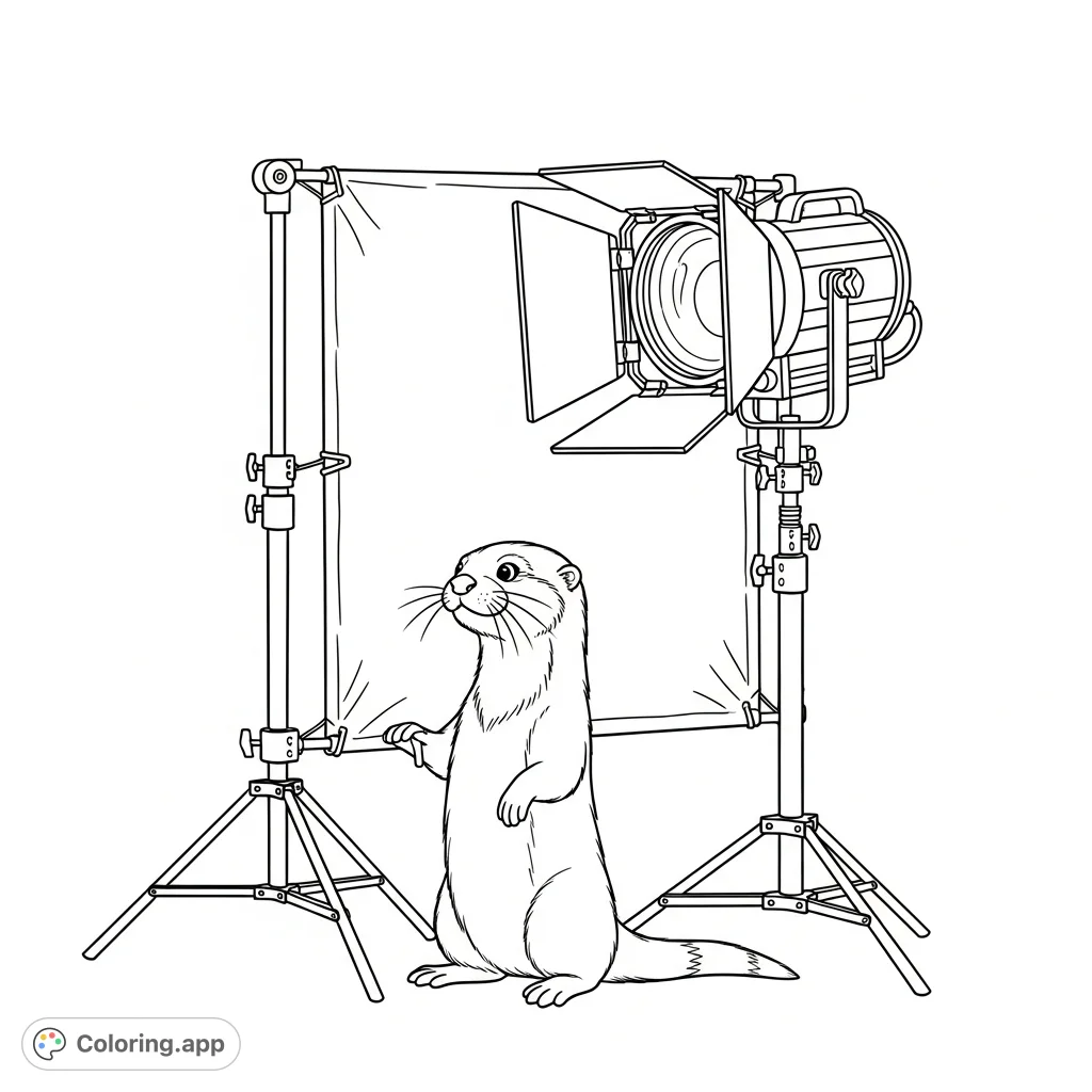 Join Mr. Otter as he meticulously sets up film lighting equipment.