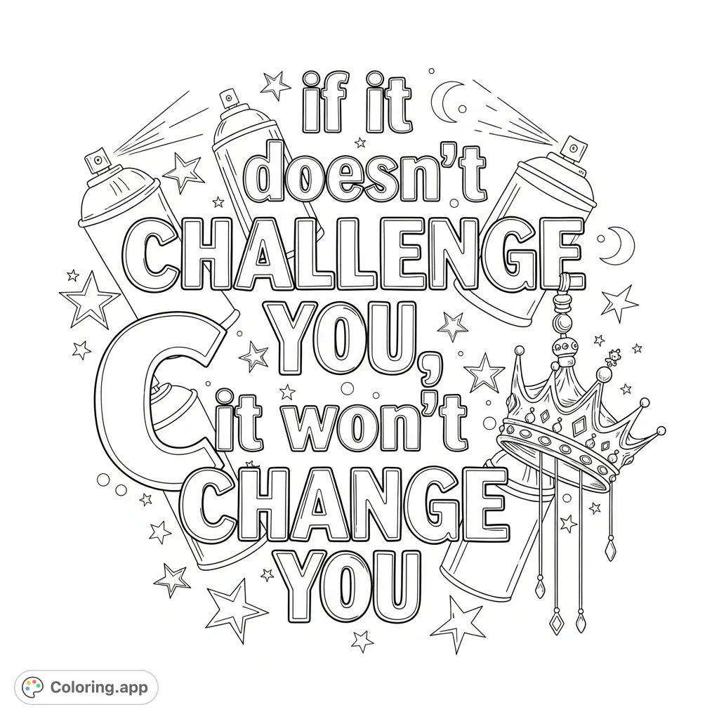 Challenge Change Motivational Quote - Coloring.app