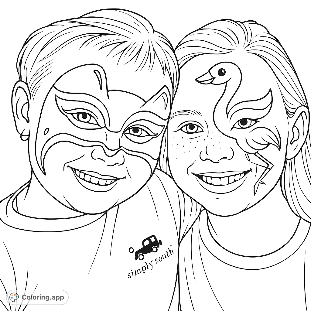 face painted friends - coloring.app