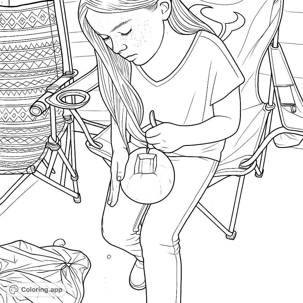 A focused young person carves a round fruit or gourd, creating a fun seasonal craft. Perfect for creative expression and fine motor skill development.