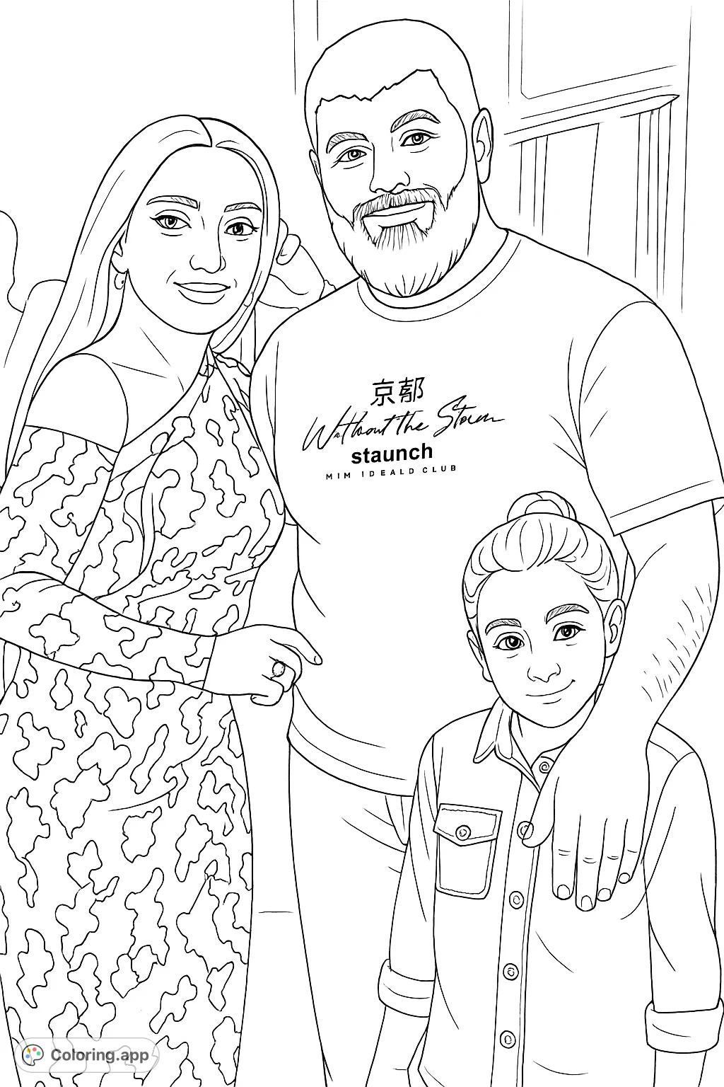 Capture the warmth of a family bond with this inviting portrait. Features a father, mother, and child, perfect for personalizing with your artistic flair.