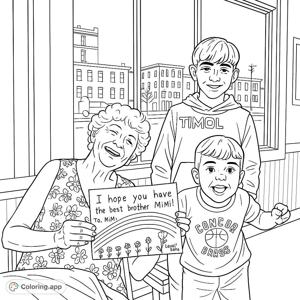 Capture a heartwarming family moment with a smiling woman, a teen, and a child holding a charming handmade drawing. Perfect for celebrating family bonds.