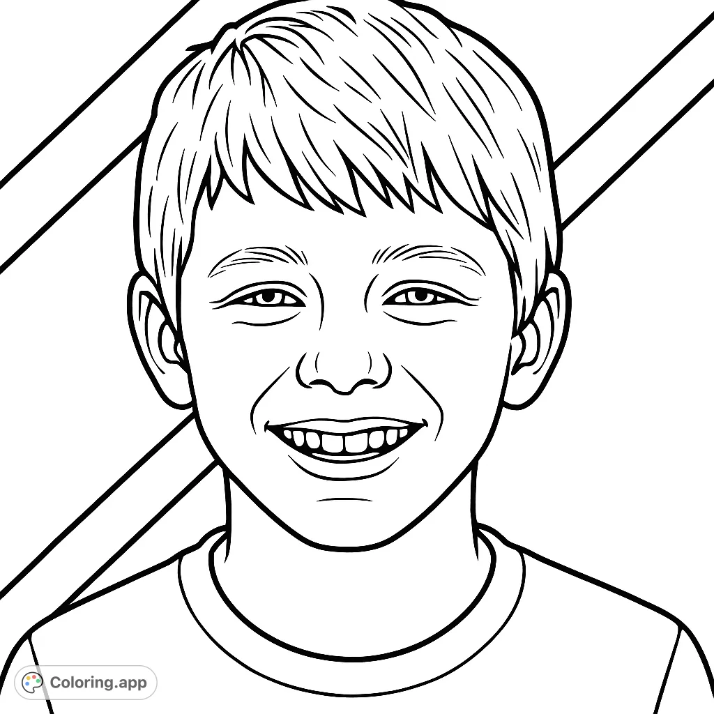 Capture the joyful spirit of a smiling young person with short, layered hair and a cheerful expression against an abstract background. A delightful portrait for all ages.