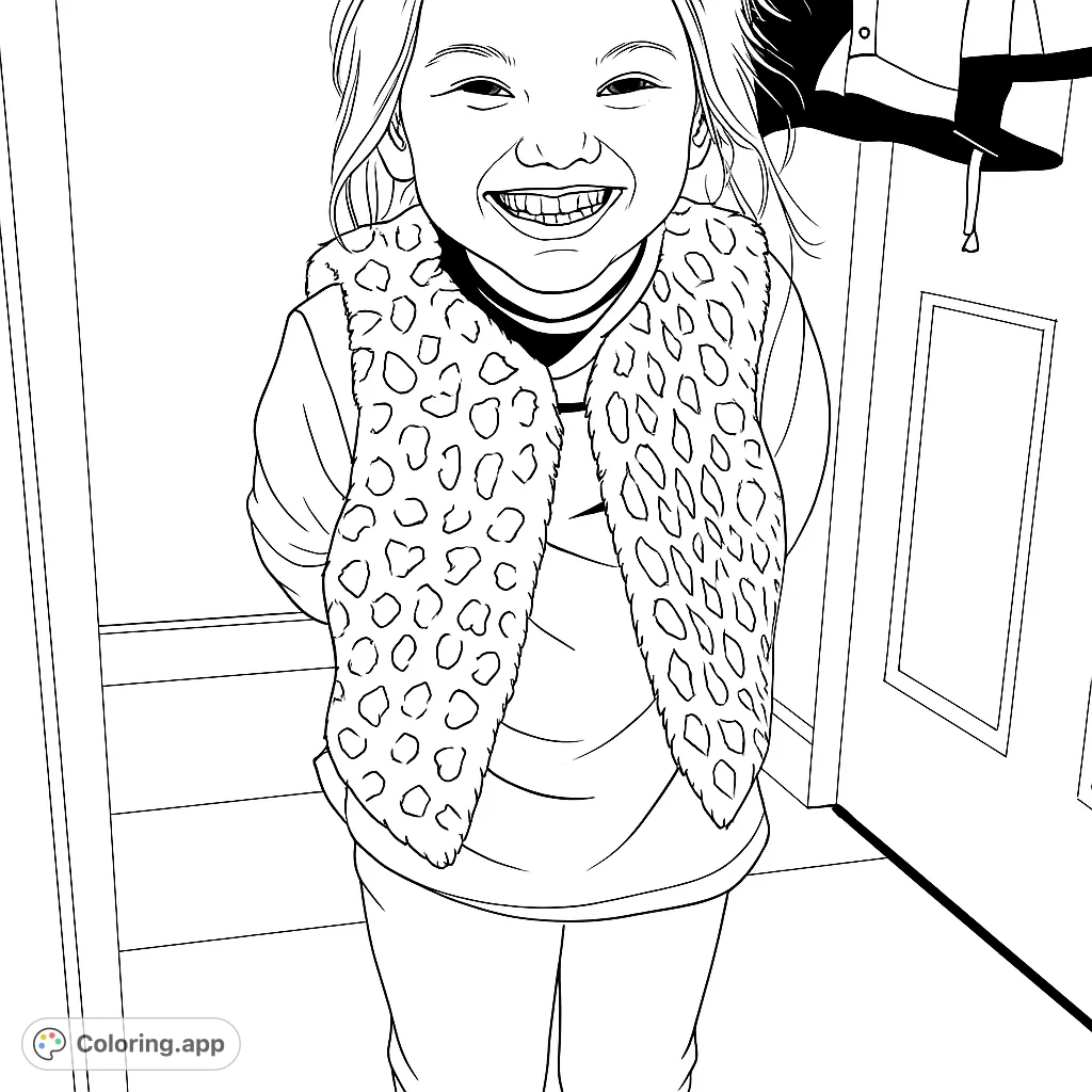 A joyful child in a stylish animal print vest, standing in an inviting indoor setting. Perfect for inspiring creativity and happy expressions.