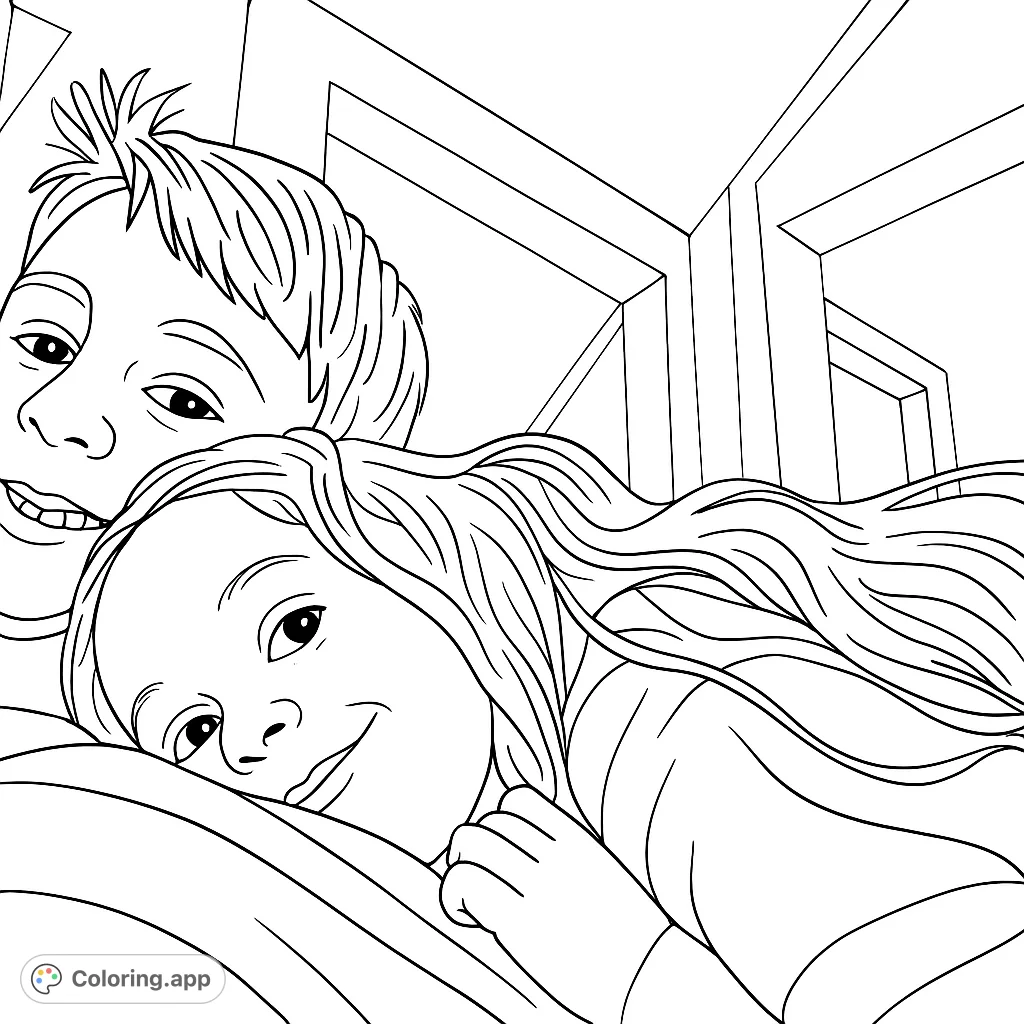 A heartwarming image of two children, a boy and a girl, smiling close together. Perfect for expressing warmth, connection, and family bonds.