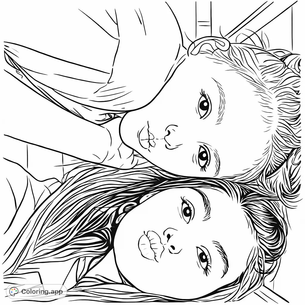 A heartwarming close-up portrait of two young individuals, capturing their bond and expressive features. Perfect for personalizing with your artistic touch.