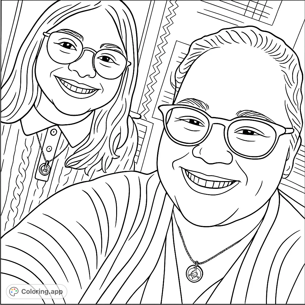 A heartwarming scene featuring two smiling individuals, an adult and a youth, sharing a joyful moment. Ideal for celebrating family bonds and connection.