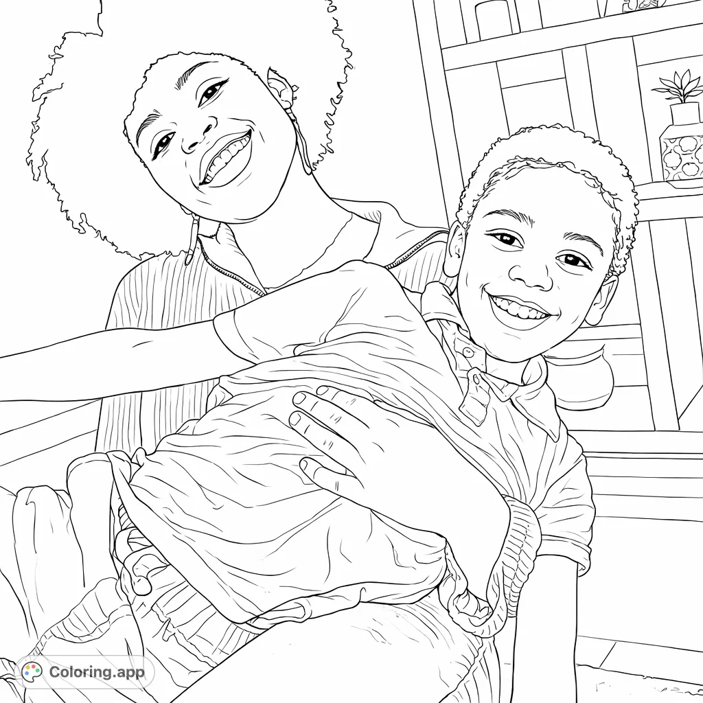 Capture a heartwarming moment of a smiling adult and child in a loving embrace. A delightful family scene perfect for expressing warmth and connection.
