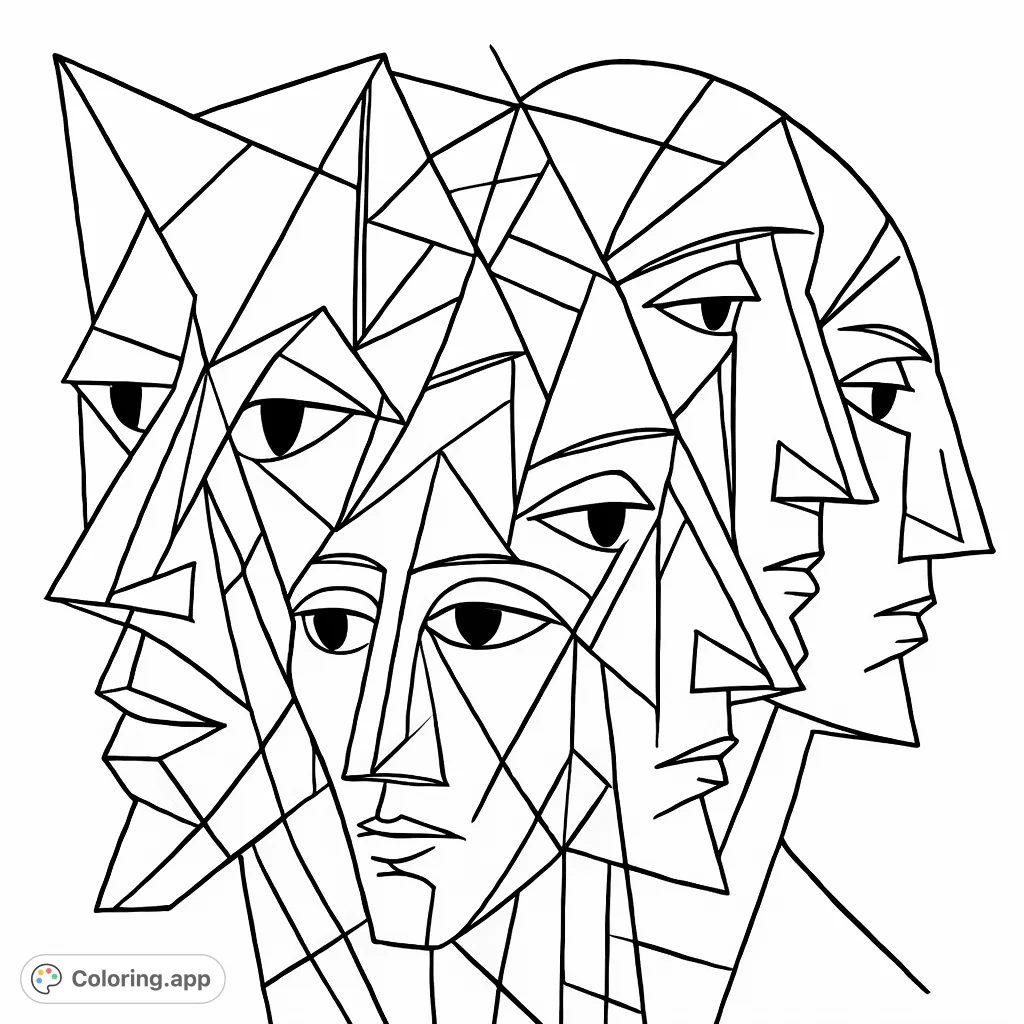 Computer Science Coloring Cubism Cubist Faces Composition - Coloring.app