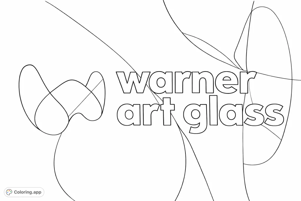 Explore a modern abstract logo coloring page featuring smooth, overlapping forms and prominent text. Unleash creativity on this unique design.