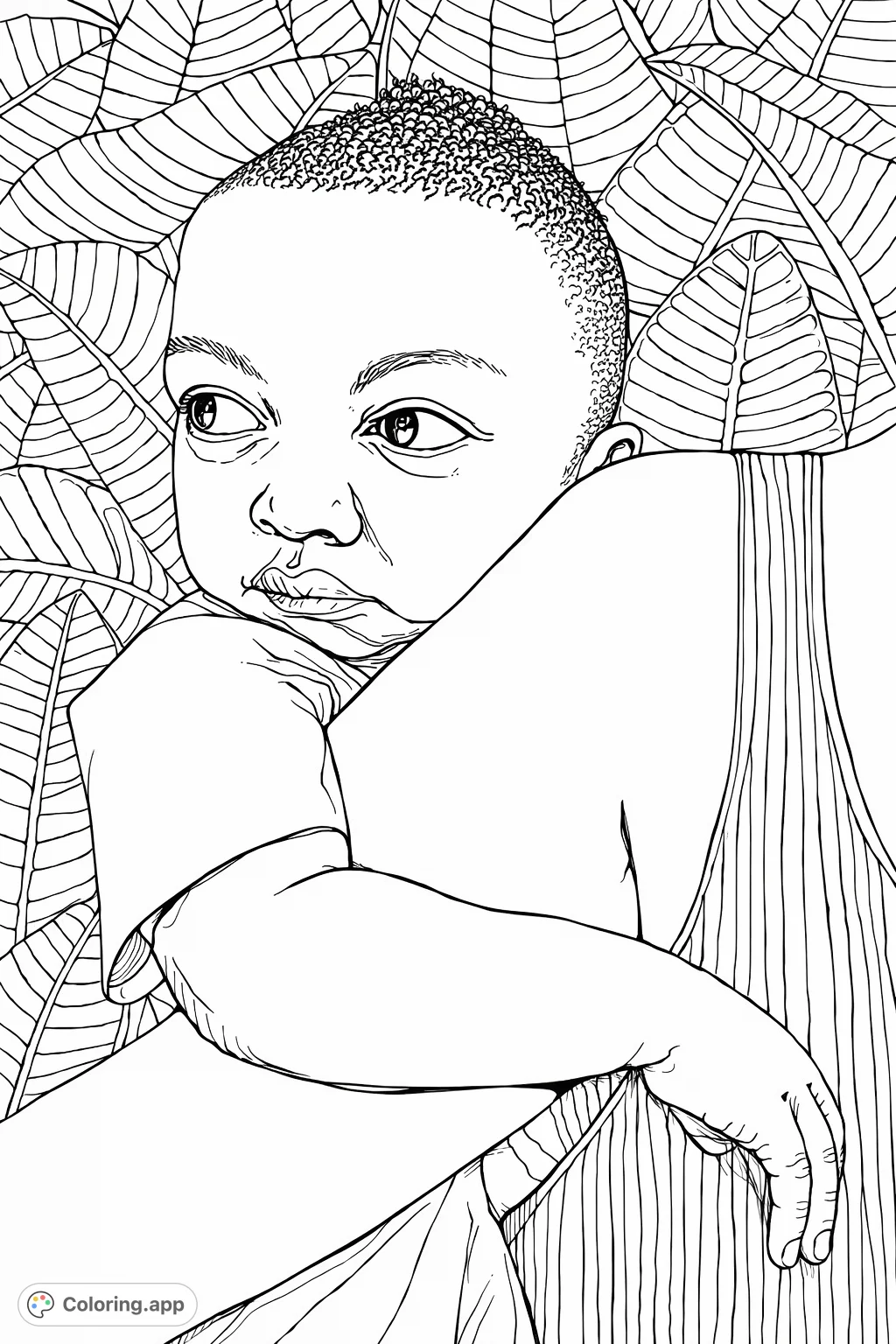 Child's Embrace in Lush Foliage - Coloring.app