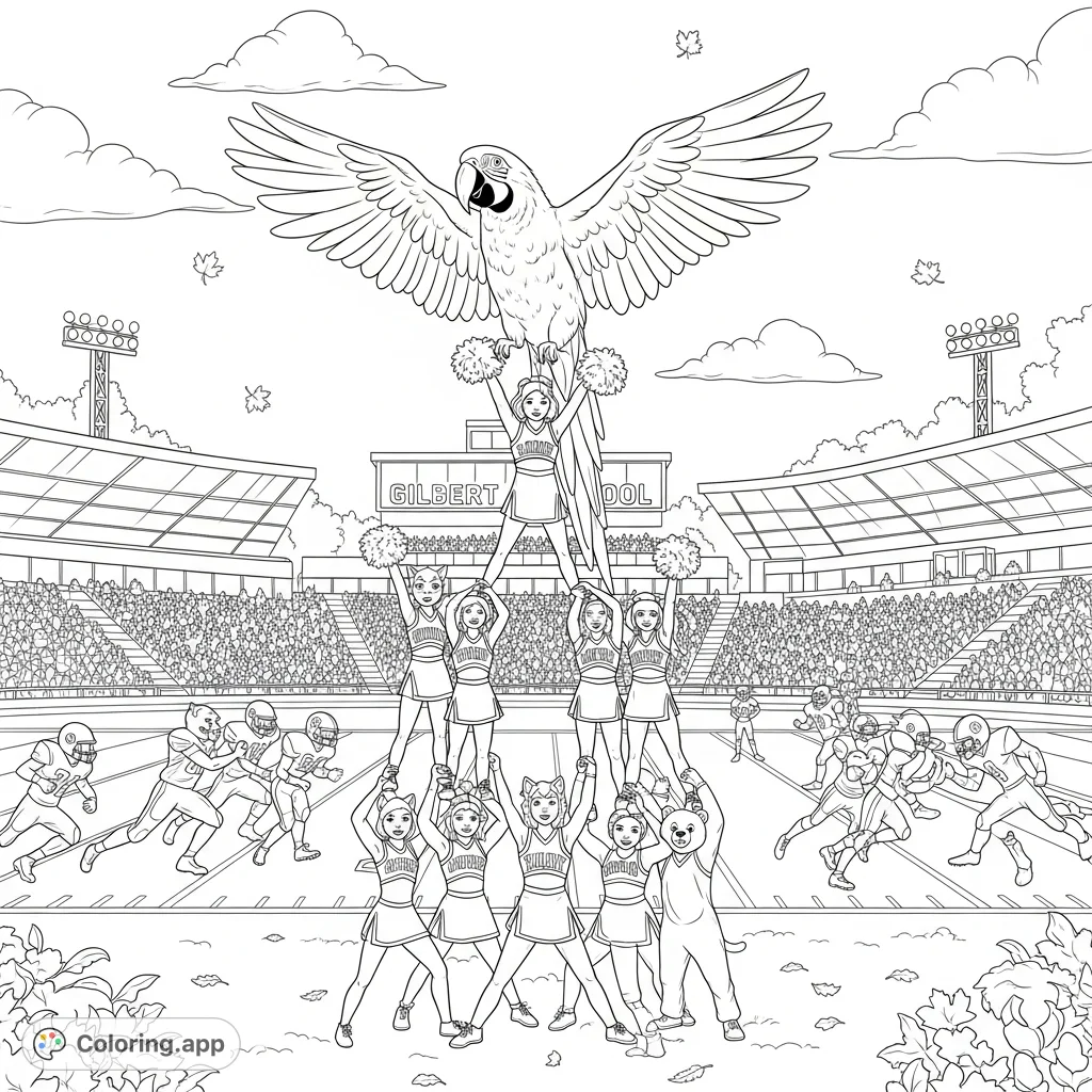 Macaw Animal Cheer Pyramid - Coloring.app