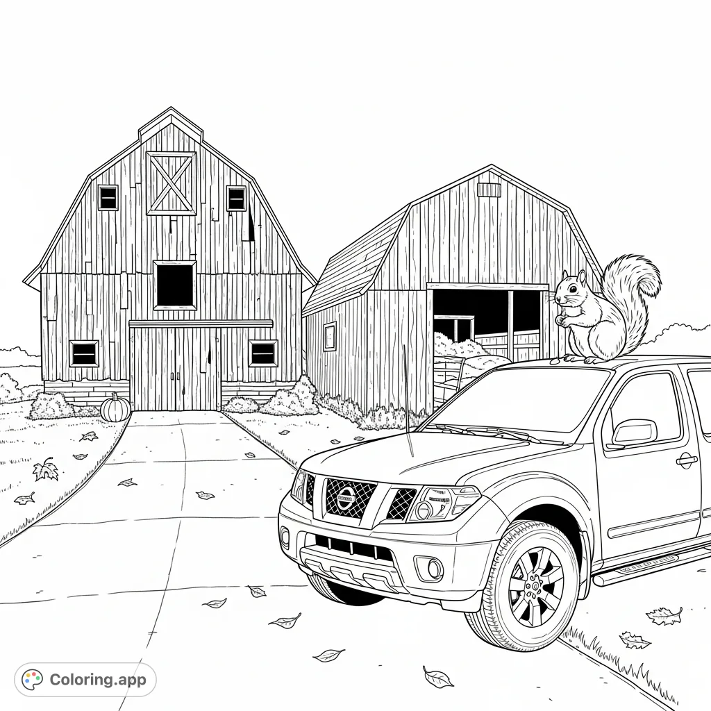 Rural Iowa Farm Scene - Coloring.app