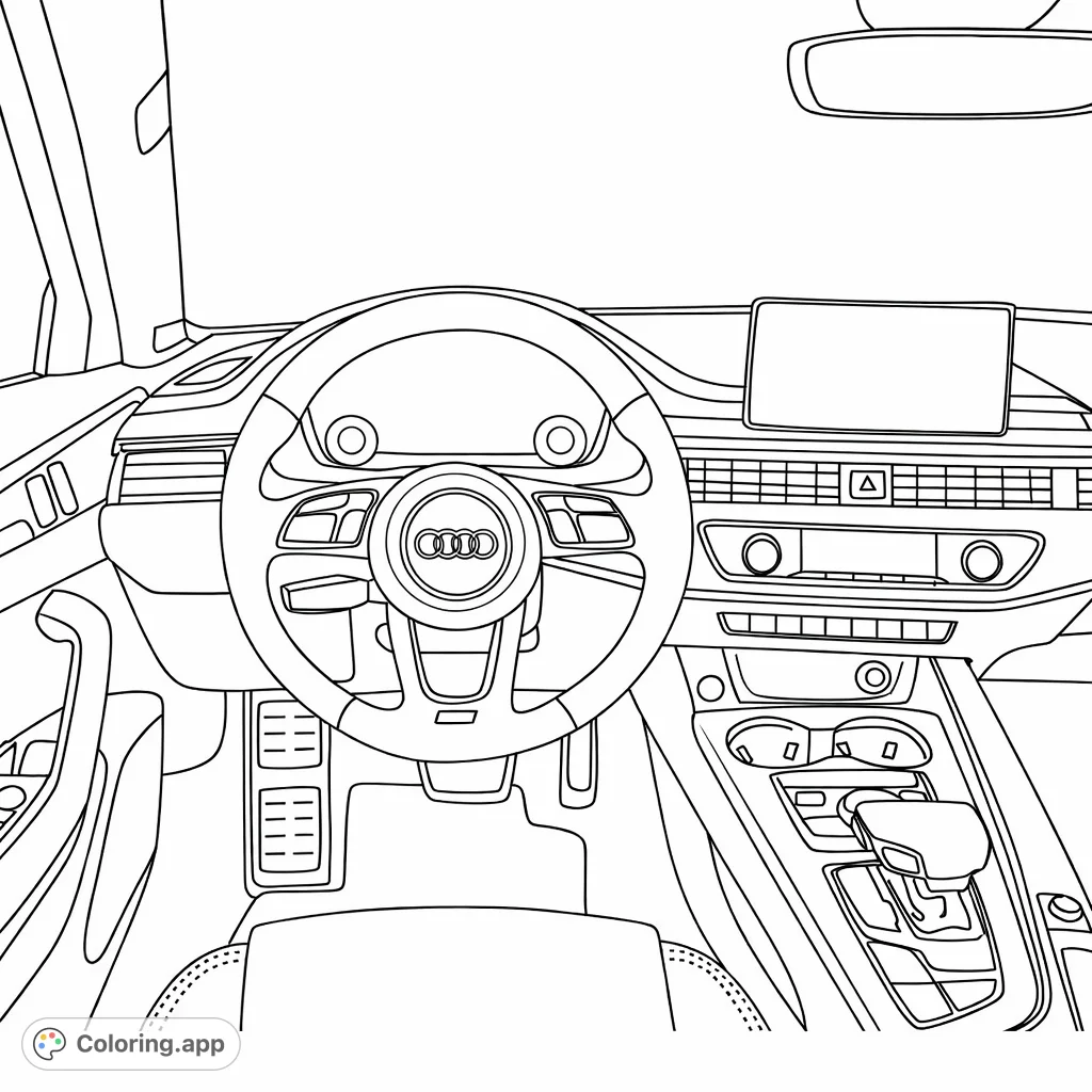 Explore the intricate details of a modern car's interior, featuring a detailed dashboard, steering wheel, and console. Perfect for car enthusiasts.