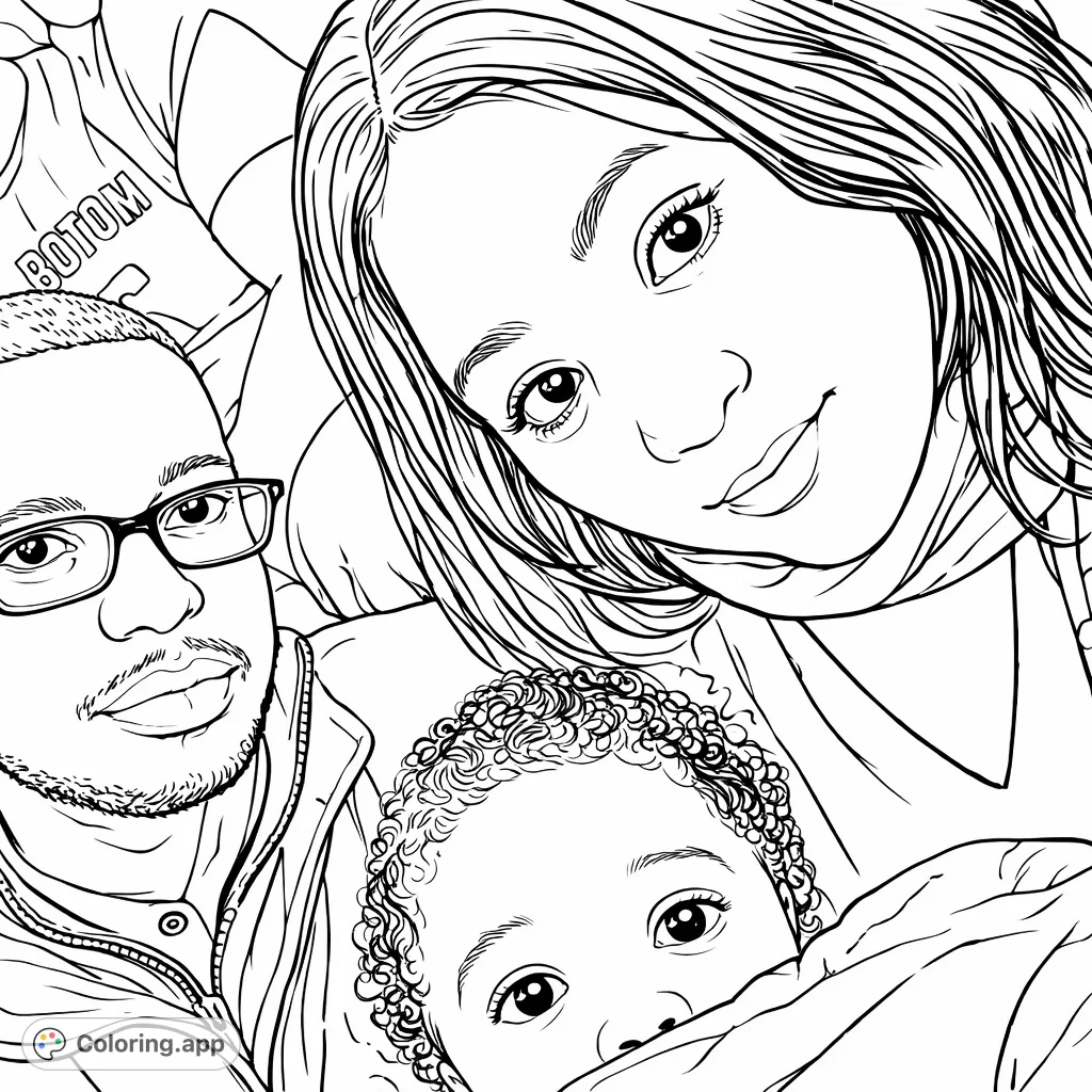 A heartwarming close-up of a family trio: a man, woman, and child, captured in a tender moment. Perfect for personalizing family bonds and cherished memories.