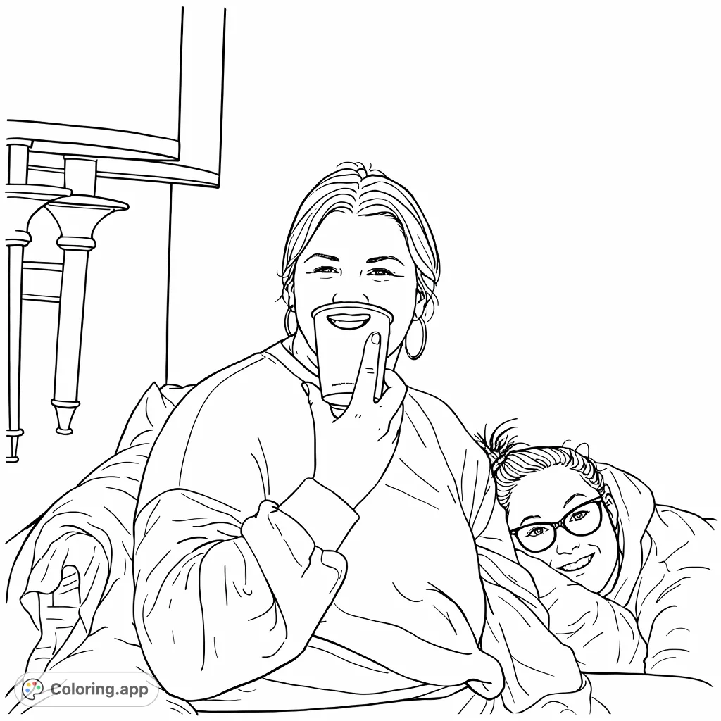 Two cheerful women share a moment, one playfully hiding behind a novelty cup with a smile, while the other peeks from behind. A fun, lighthearted scene.