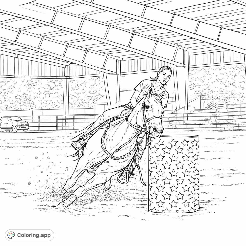 Dynamic Barrel Racing Horse - Coloring.app