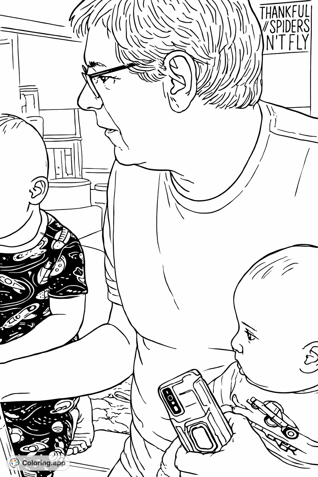 Capture a heartwarming family moment with a grandfather and two babies. This endearing scene is perfect for all ages, offering a touch of warmth and connection.