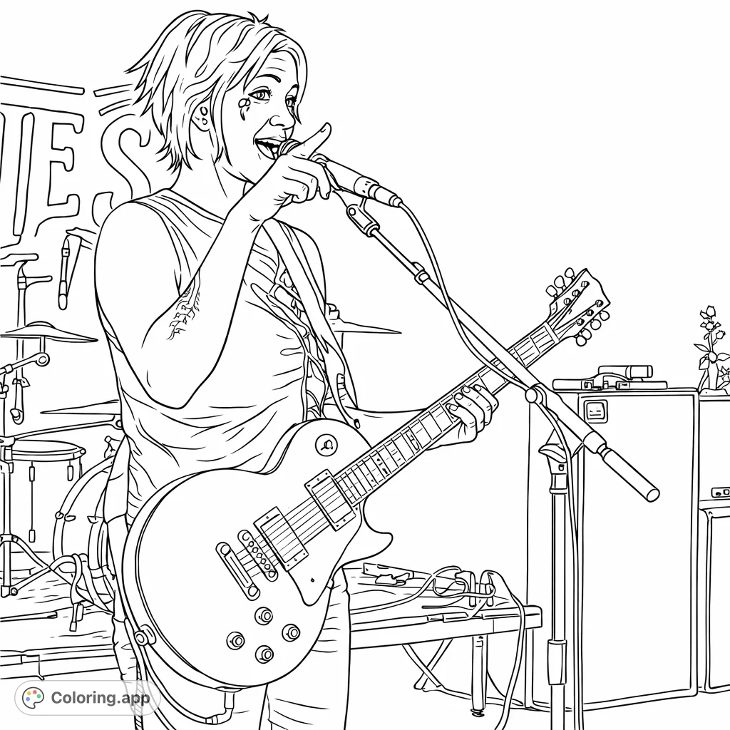 Dynamic scene of a musician performing live, powerfully strumming an electric guitar and interacting with the audience under stage lights. Perfect for music lovers.