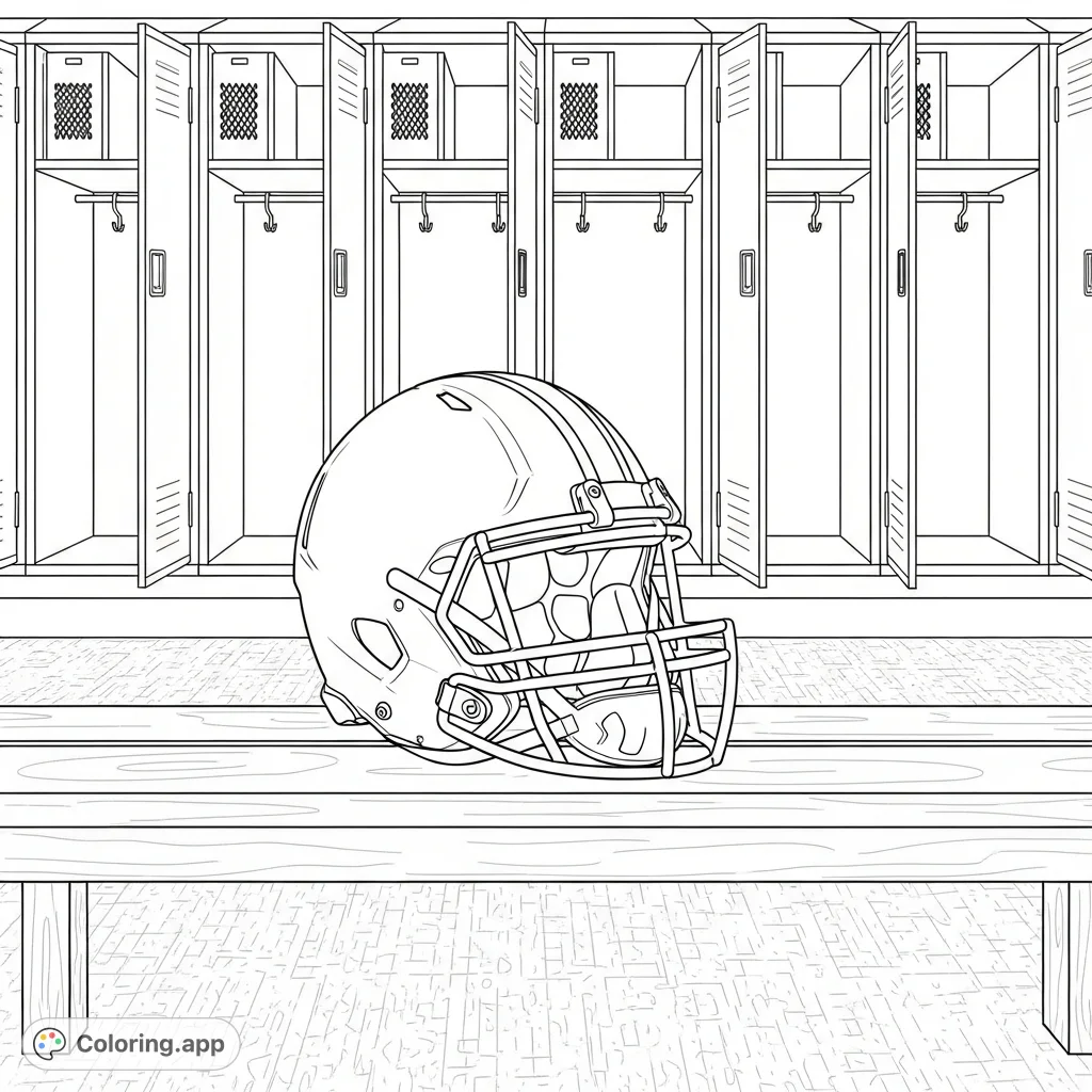 Step into an Ohio State Buckeyes locker room! Color a classic football helmet with no design, ready for your creative touch.