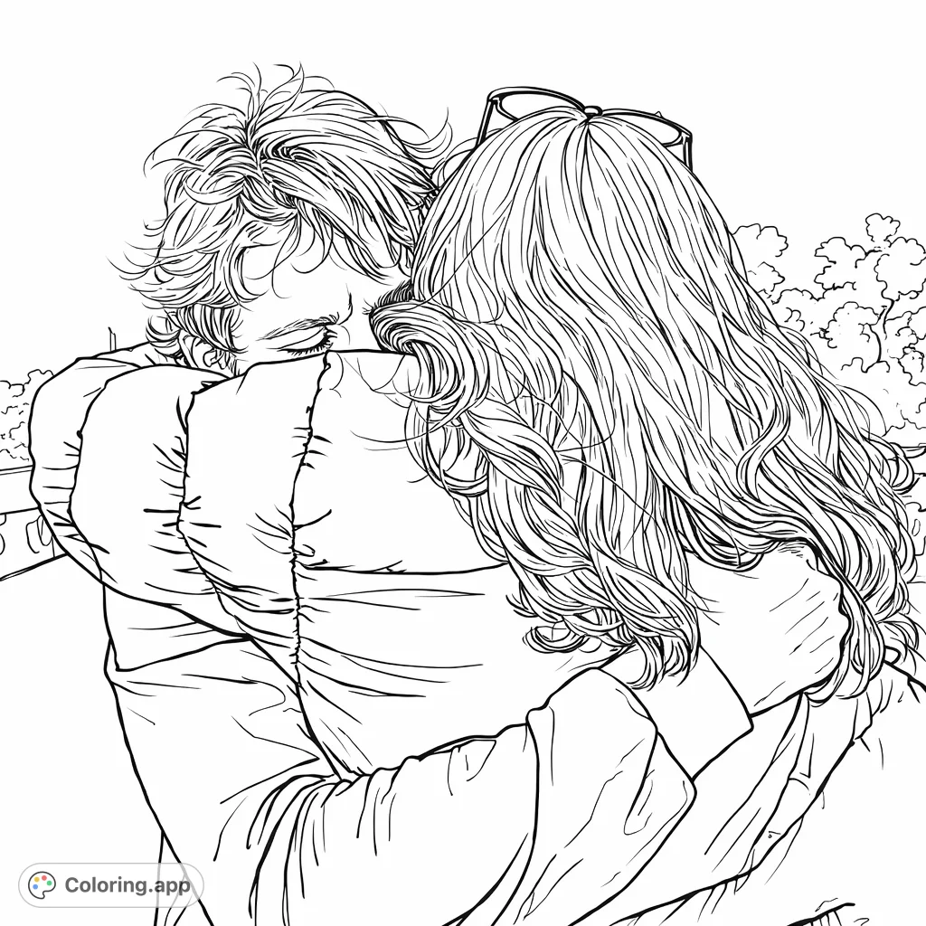 Expressive Hug A Comforting Embrace - Coloring.app
