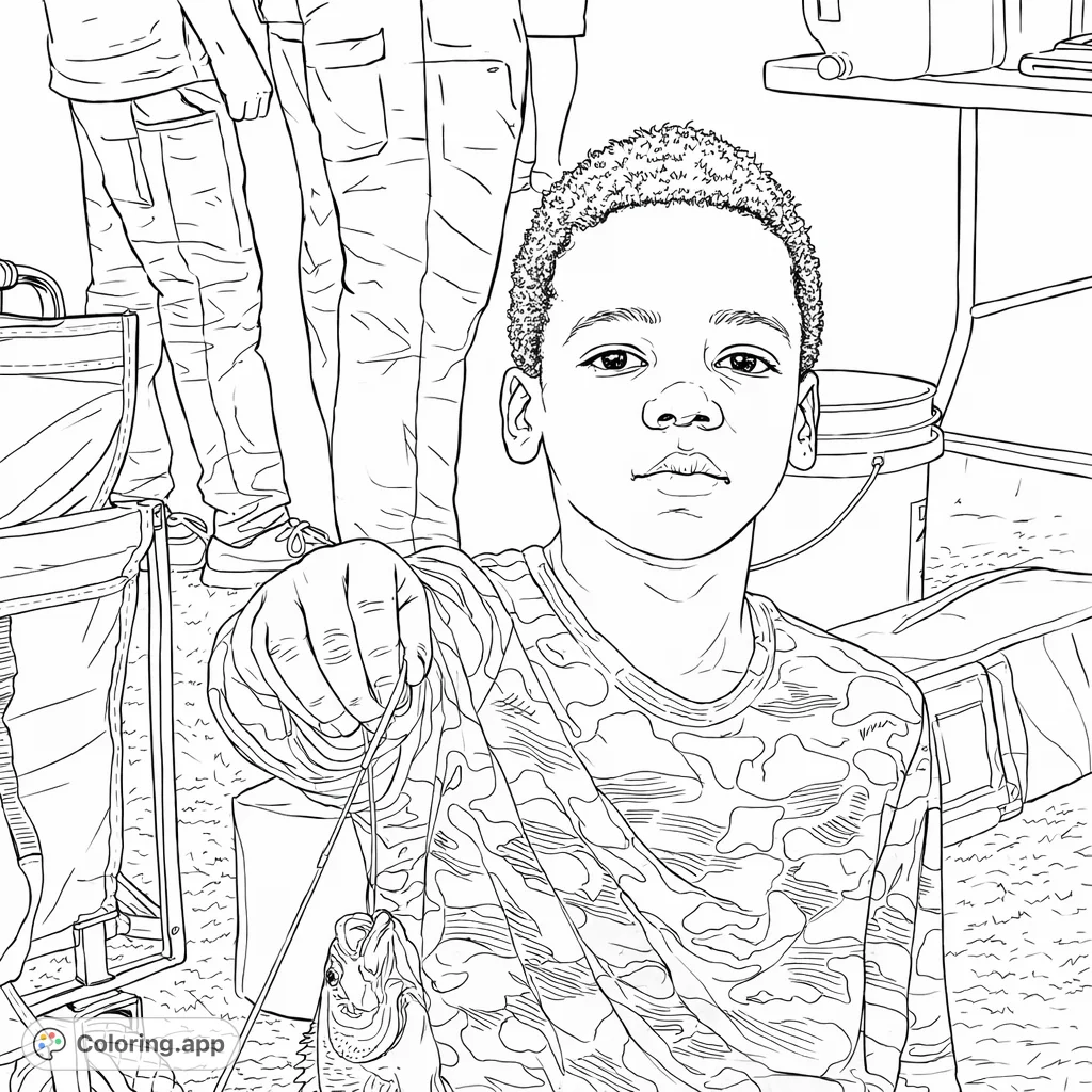 Catch Coloring Young Angler's Catch - Coloring.app