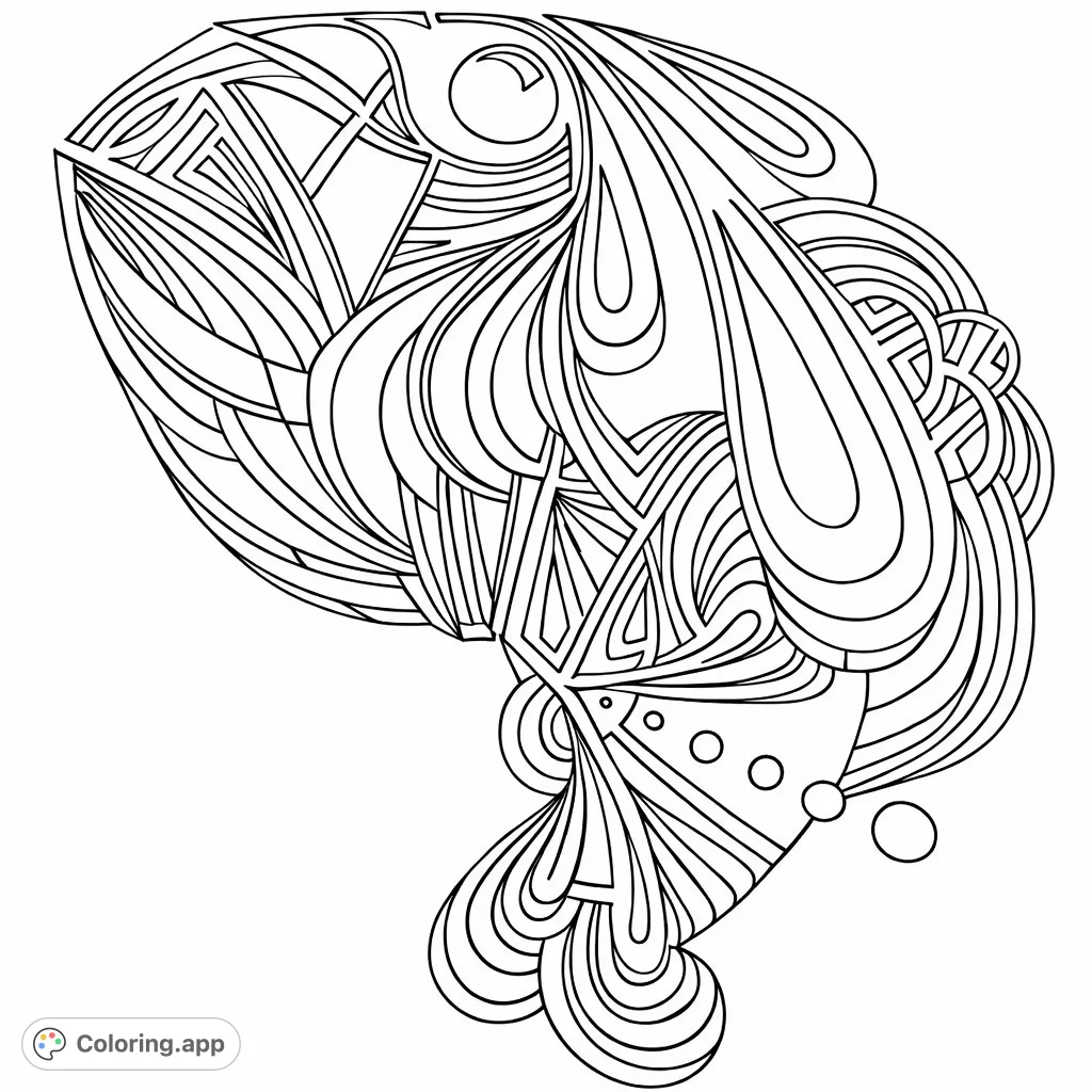 Dive into intricate abstract art with flowing lines, geometric patterns, and organic shapes. Unleash creativity on this unique and complex design.