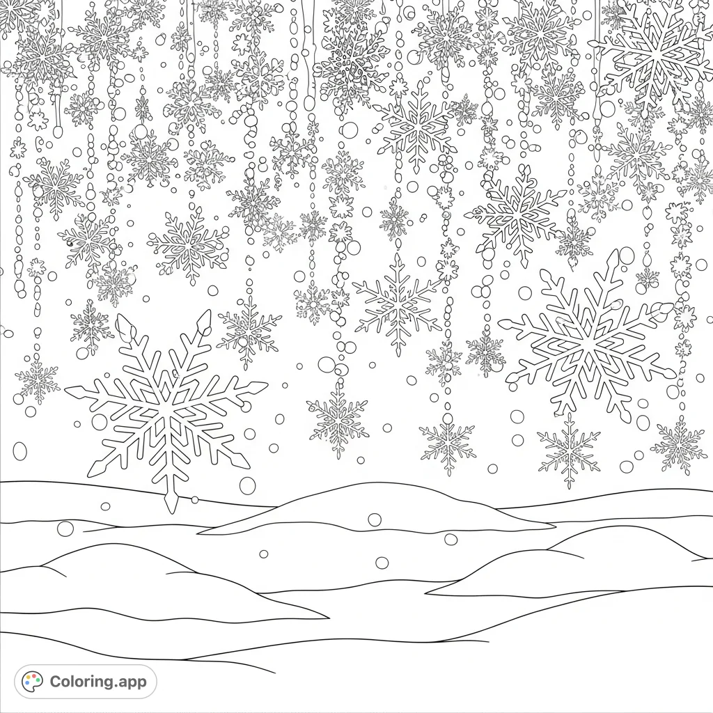 First Snow Fall Coloring Gentle Winter Snowfall - Coloring.app