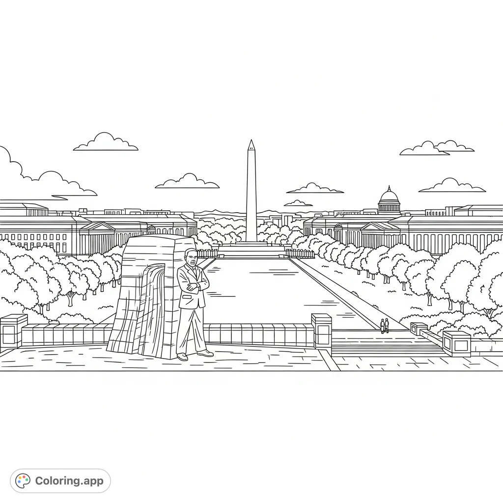 C. with this detailed coloring page featuring the powerful Martin Luther King, Jr.