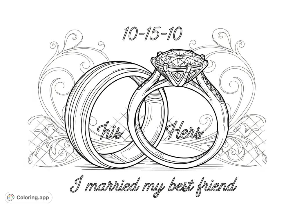 Wedding Rings Inscribed With Love Coloring app Wedding Rings Inscribed With Love Coloring app