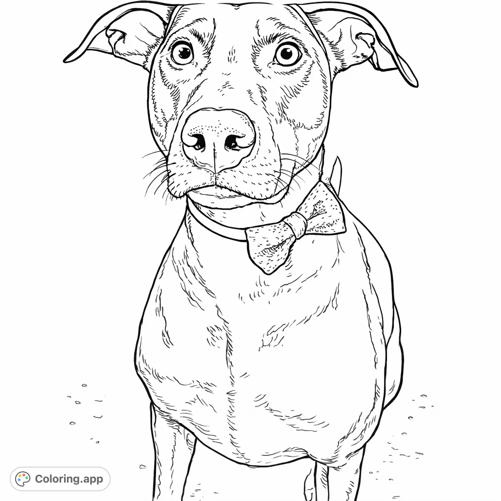 A charming Doberman-like dog sits attentively, wearing a stylish, sequined bow tie. Perfect for dog lovers to personalize with imaginative colors.