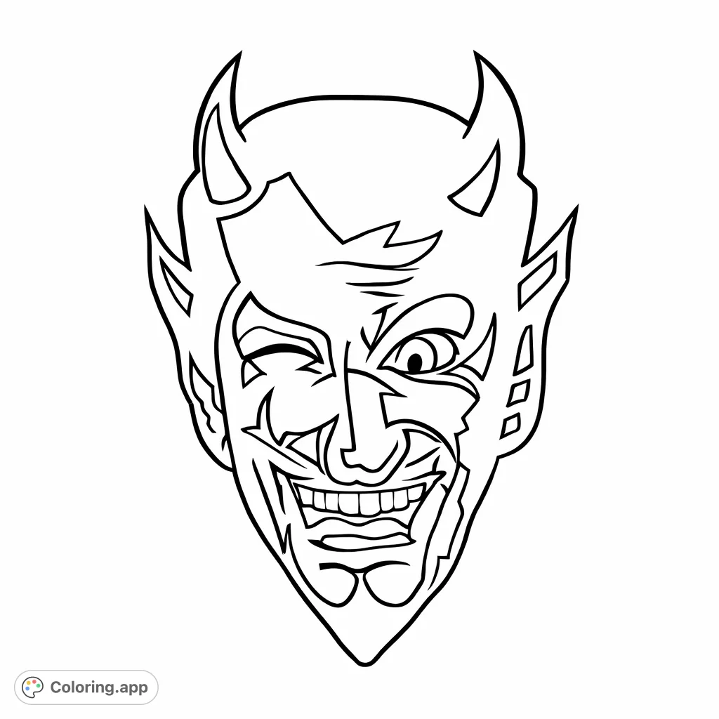 Devil Colorable Mischievous Winking Devil - Coloring.app