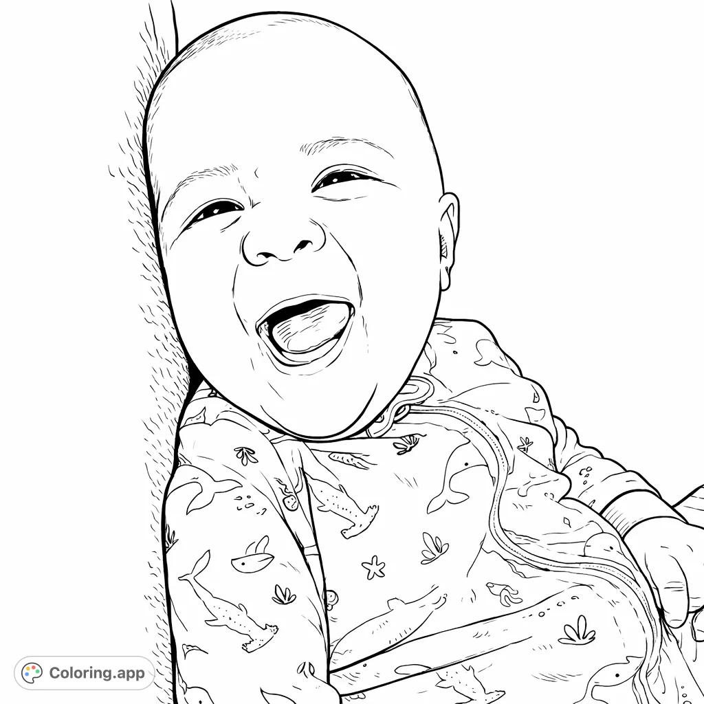 Baby Floating Coloring Joyful Baby Ocean Explorer - Coloring.app