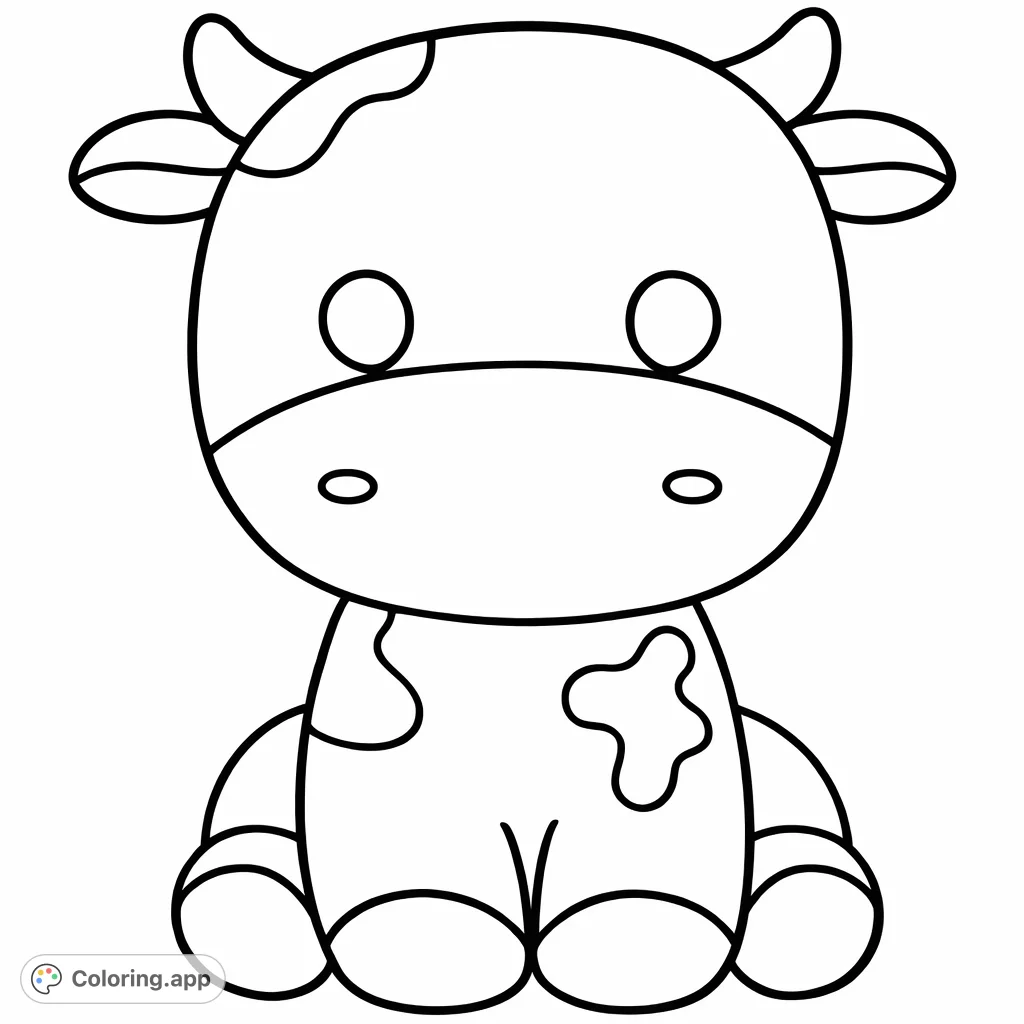 Cute Cartoon Cow - Coloring.app